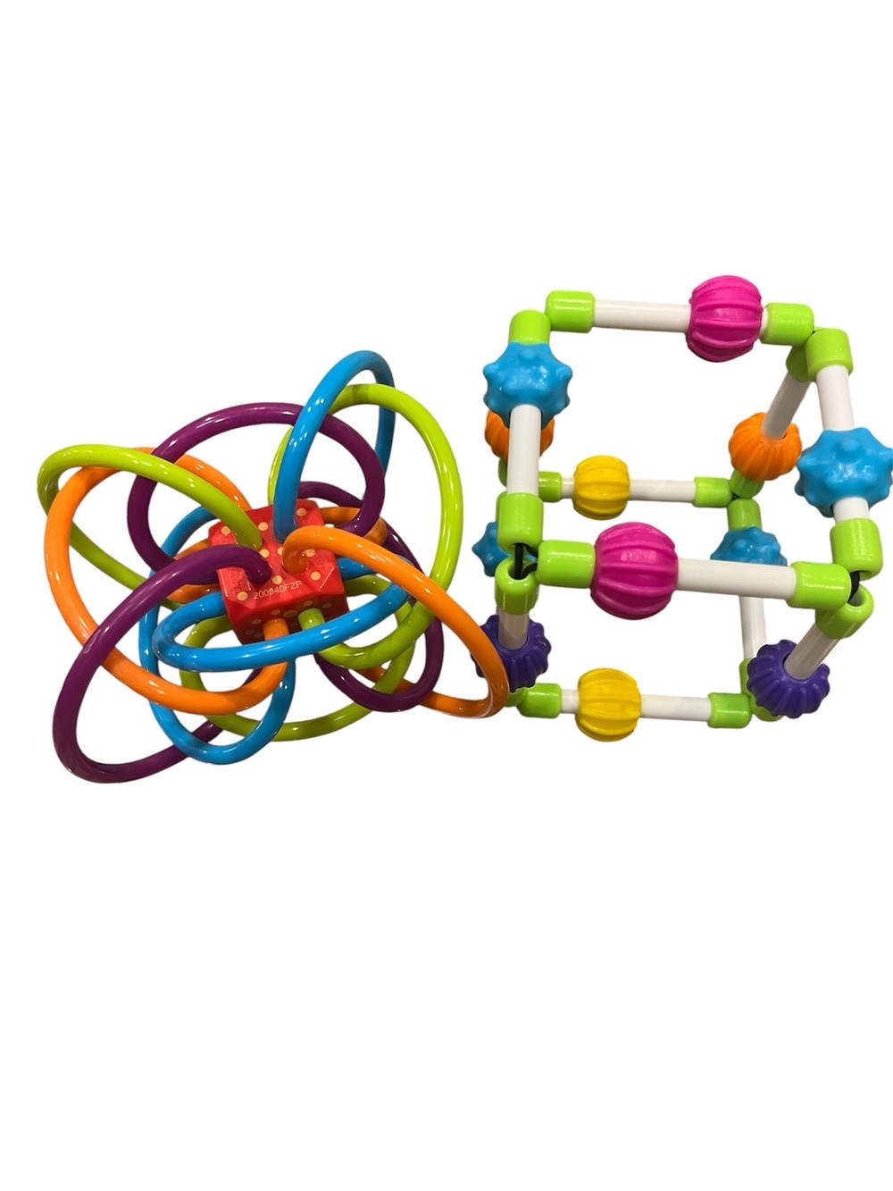 Fat Brain Quubi and Manhattan Toy Company Winkel Baby Rattle Sensory Teether